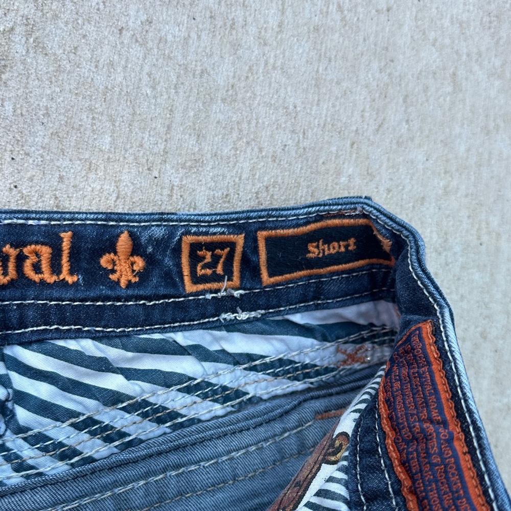 Rock Revival Dark Blue Jean Shorts with Embellishments - Picture 3 of 5